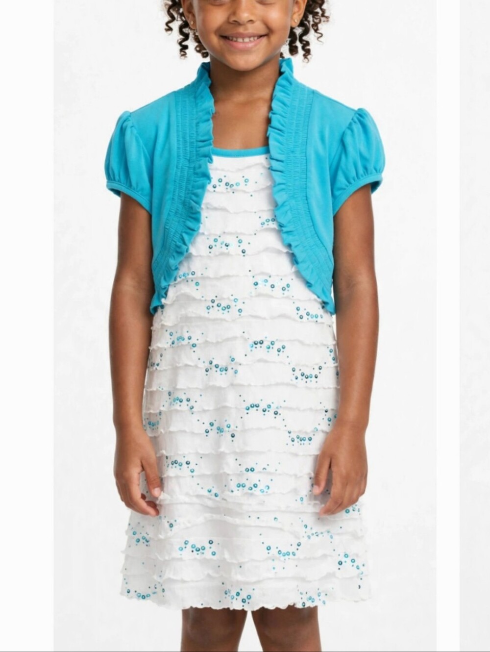 Speechless Girl Blue and White Dress Size 7. Attached Vest.